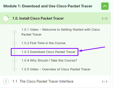 Clase de descarga de Cisco Packet Tracer