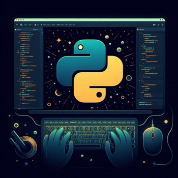 Imagen que muestra el logo de python en un editor de código en una pc de escritorio.